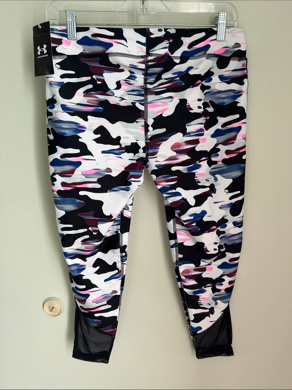 Under Armour Girls' Black, White, Pink & Blue Camo Leggings